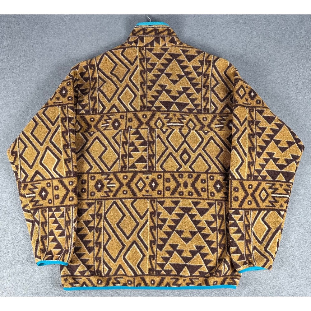Patagonia Jacket Mens Large Synchilla Snap T Brown Montana Siete Tribal Aztec - Picture 2 of 8